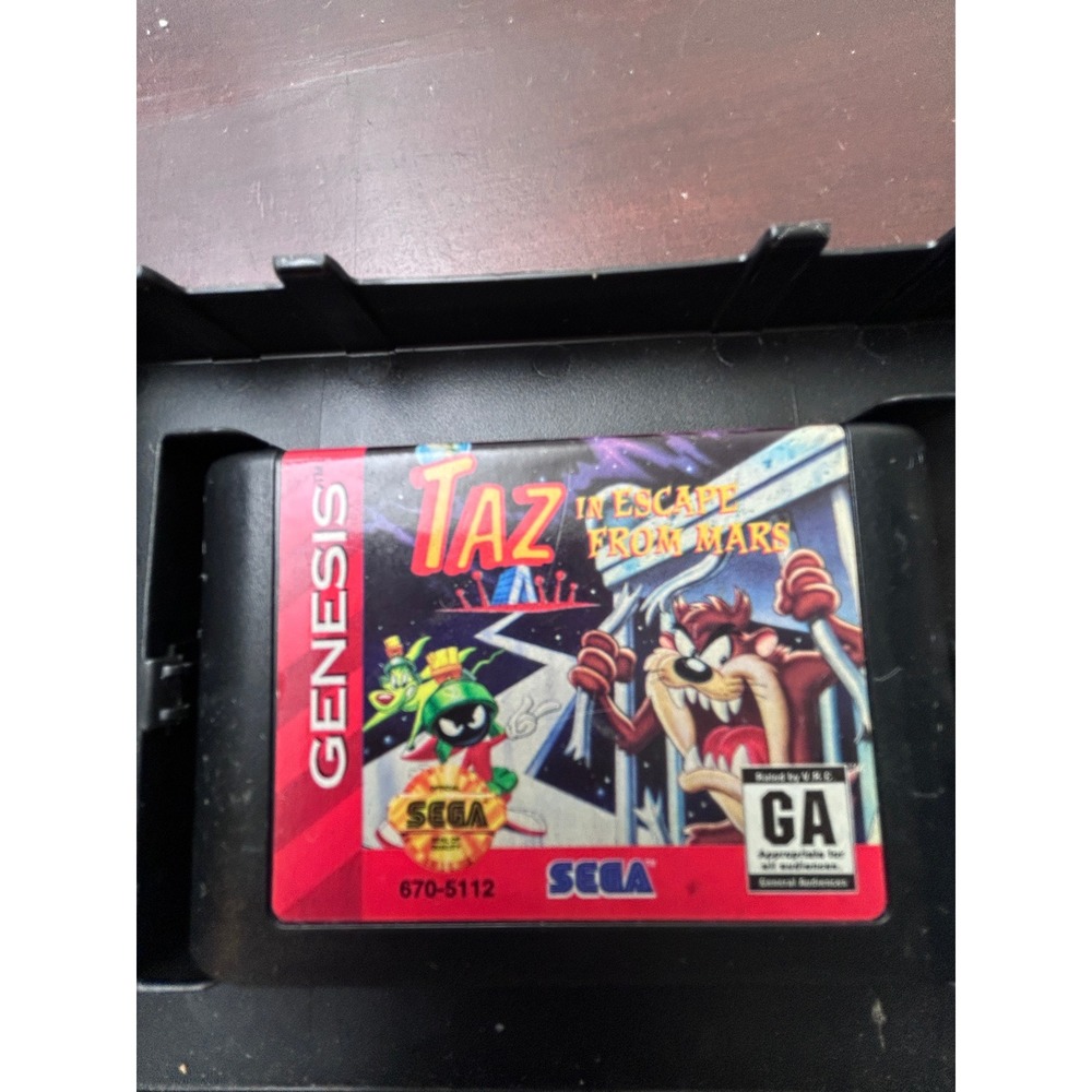 Sega Genesis Taz in Escape from Mars Game Cartridge Manual and Case 670-5112